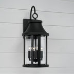 Capital Lighting 953641BK Black 11.50''w X 28''h 4-light Outdoor Cylindrical Wall Lantern In Black With Seeded Glass Image 5