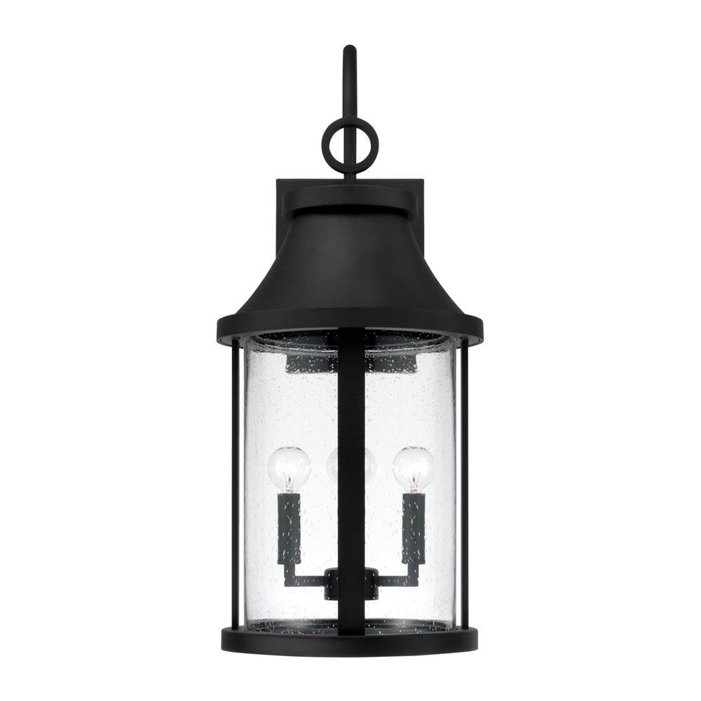 Capital Lighting 953641BK Black 11.50''w X 28''h 4-light Outdoor Cylindrical Wall Lantern In Black With Seeded Glass Image 3