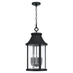 Capital Lighting 953644BK Black 11.50''w X 23.50''h 4-light Outdoor Cylindrical Hanging Lantern In Black With Seeded Glass Image 1