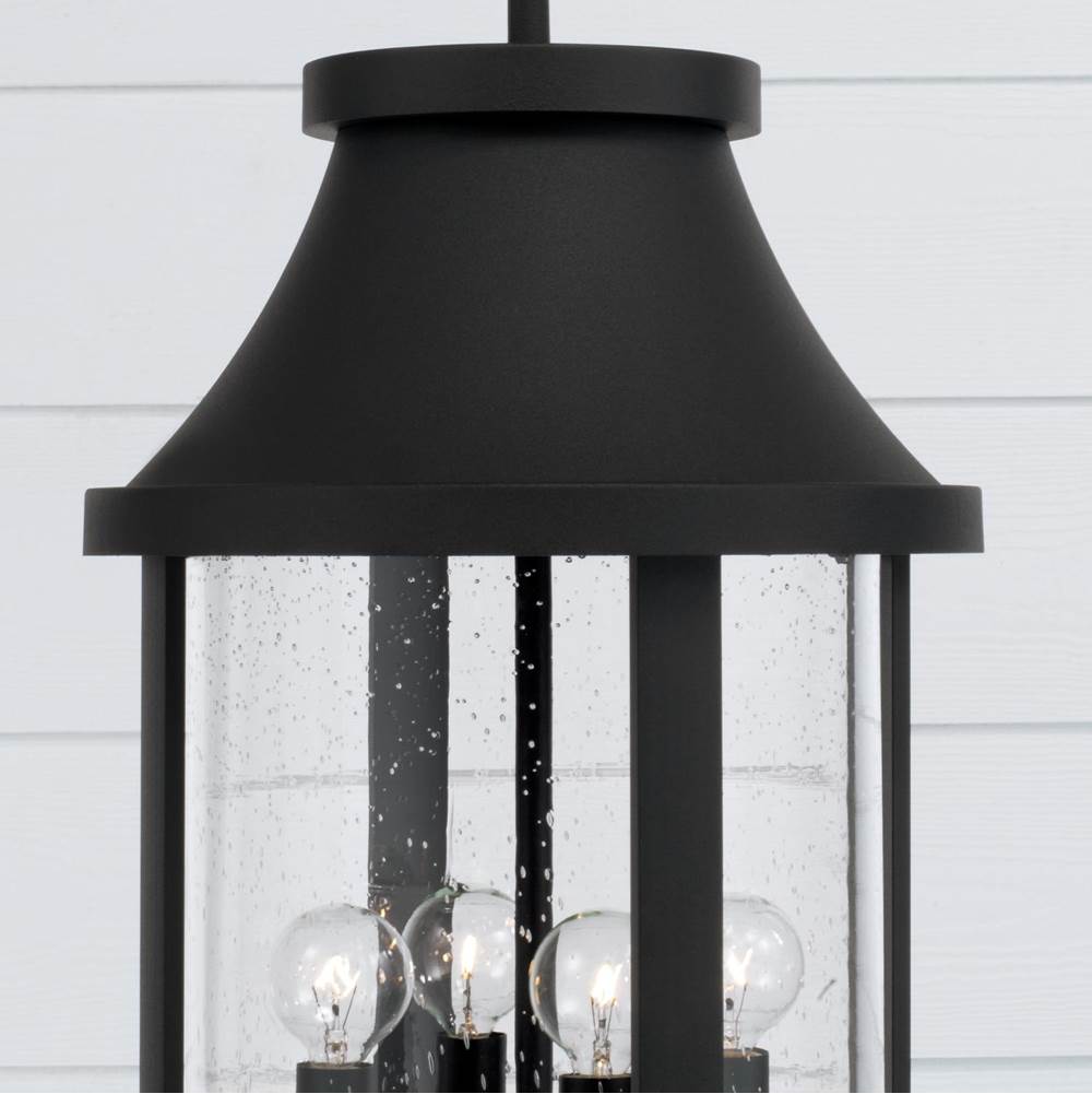 Capital Lighting 953644BK Black 11.50''w X 23.50''h 4-light Outdoor Cylindrical Hanging Lantern In Black With Seeded Glass Image 3