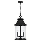 Capital Lighting 953644BK Black 11.50''w X 23.50''h 4-light Outdoor Cylindrical Hanging Lantern In Black With Seeded Glass Image 2