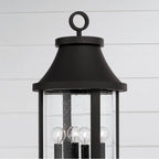 Capital Lighting 953645BK Black 15.50''w X 20.75''h 4-light Outdoor Cylindrical Post Lantern In Black With Seeded Glass Image 3