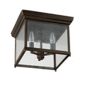 Capital Lighting Outdoor 11.5'' W X 8.5'' H Outdoor 3-light Antiqued Glass Square Outdoor Flush Mount In Old Bronze