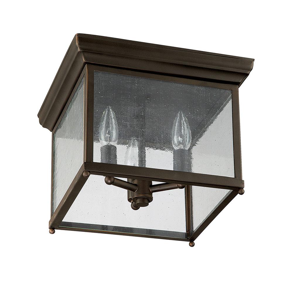Capital Lighting Outdoor 11.5'' W X 8.5'' H Outdoor 3-light Antiqued Glass Square Outdoor Flush Mount In Old Bronze