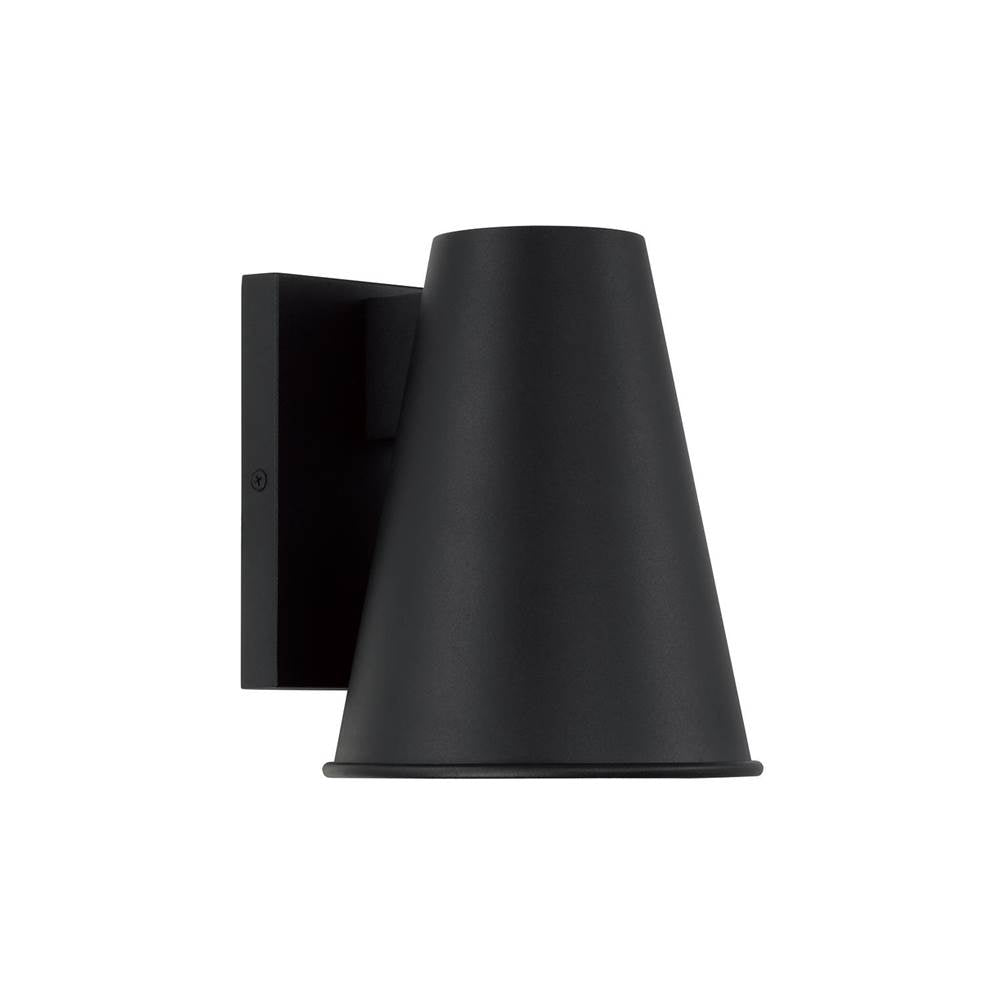 Capital Lighting 955111BK Black 6.5'' W X 7'' H 1-light Outdoor Night Sky Friendly Cone Wall Lantern In Black With Painted White Interior Image 1