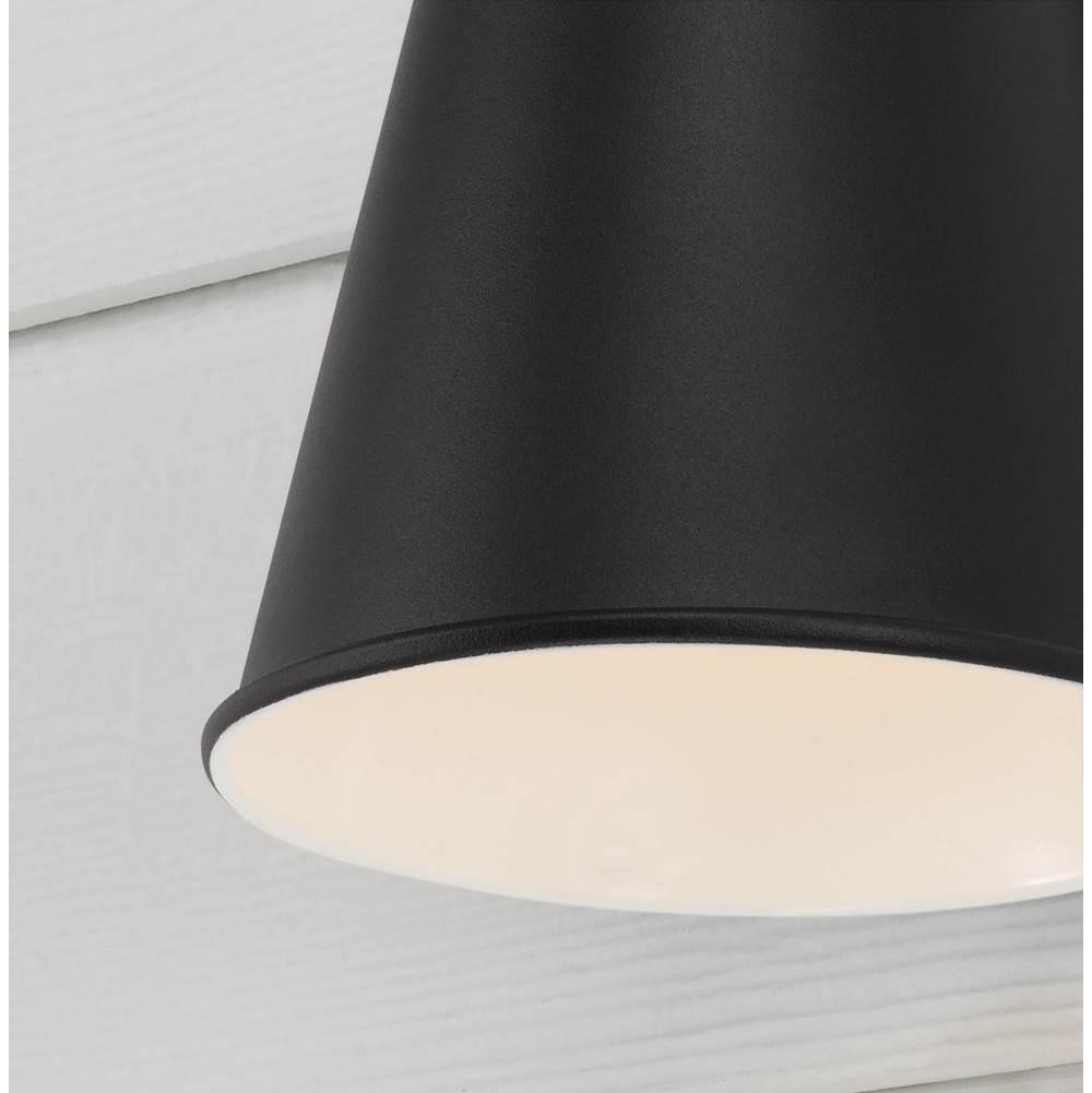 Capital Lighting 955111BK Black 6.5'' W X 7'' H 1-light Outdoor Night Sky Friendly Cone Wall Lantern In Black With Painted White Interior Image 4