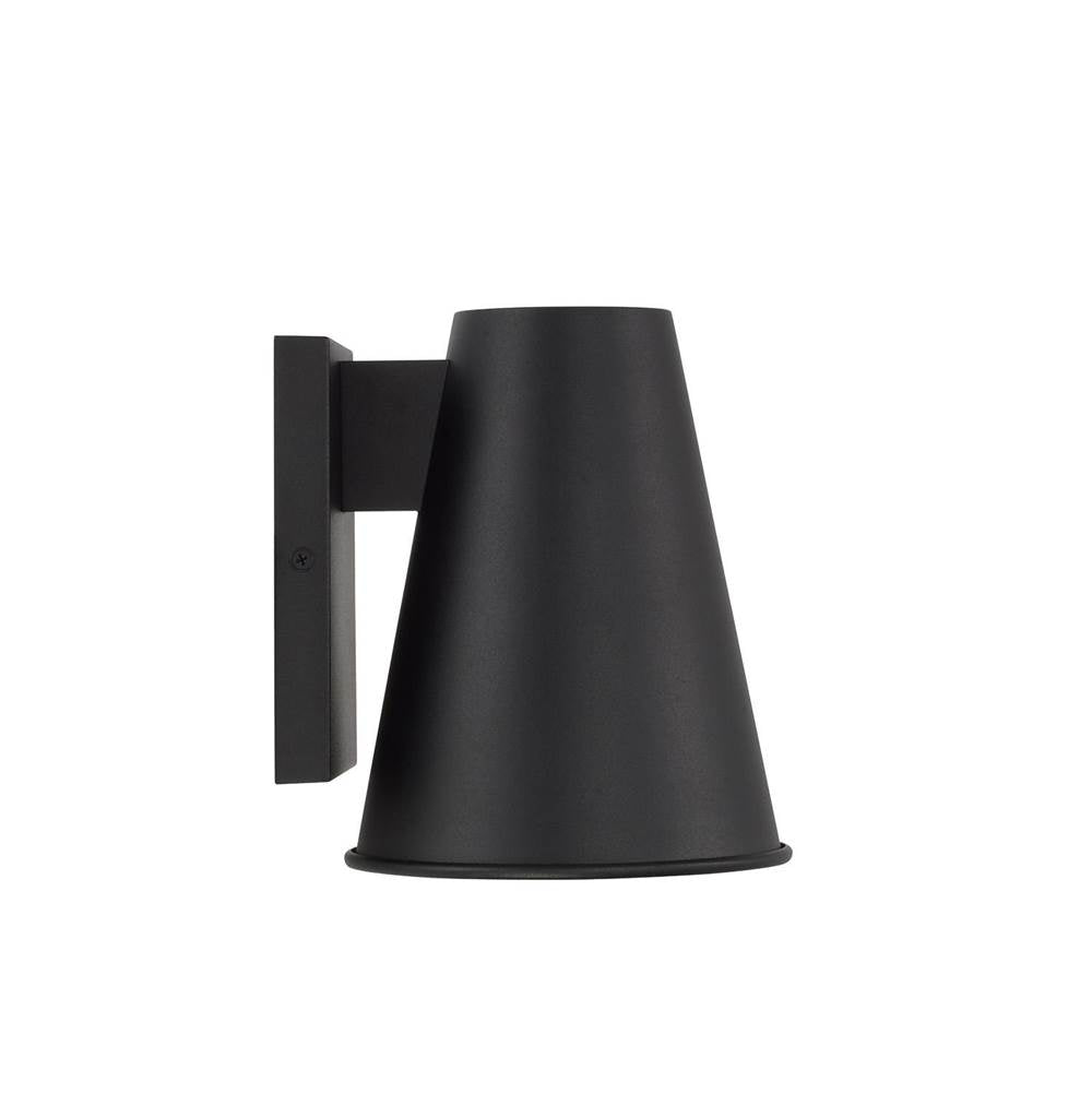 Capital Lighting 955111BK Black 6.5'' W X 7'' H 1-light Outdoor Night Sky Friendly Cone Wall Lantern In Black With Painted White Interior Image 2