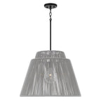 Capital Lighting 956311EK Grey,Black 23'' W X 17.25'' H 1-light Indoor Outdoor Pendant In Matte Black And Hand-wrapped Grey Resin Rope Image 1