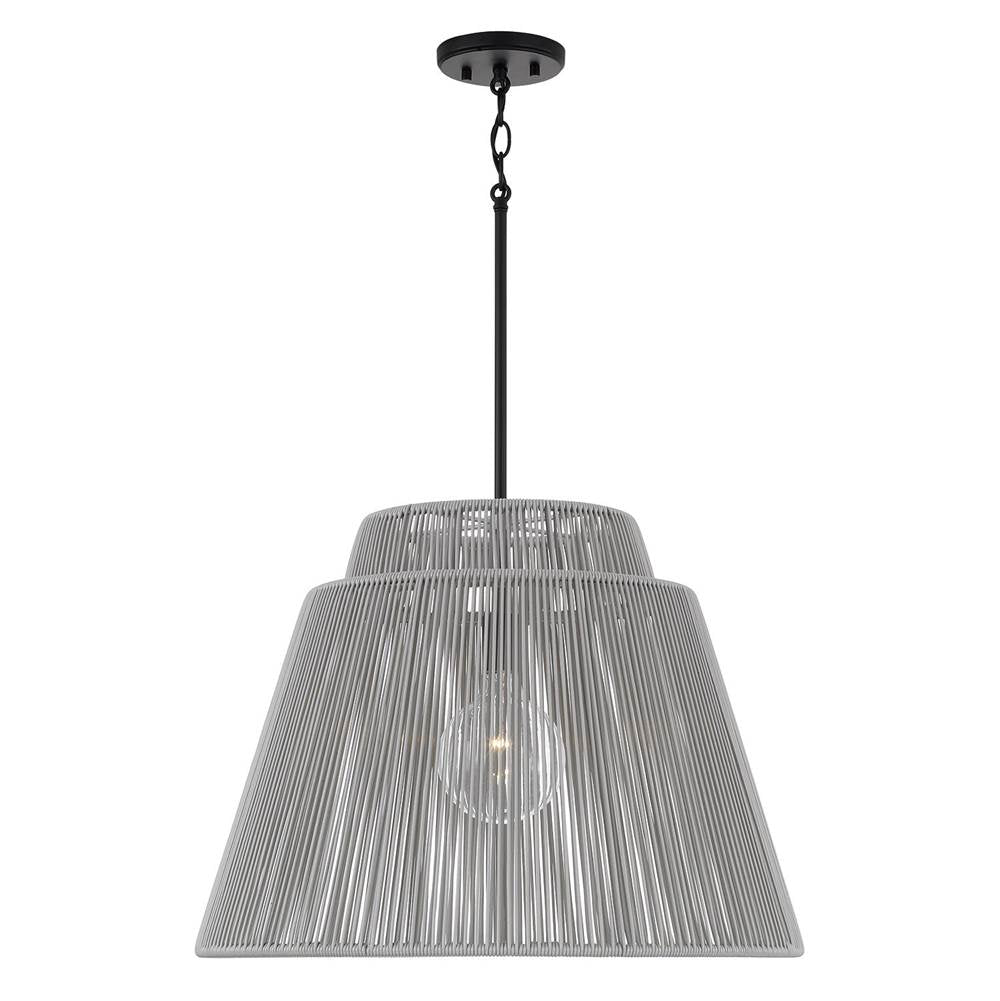 Capital Lighting 956311EK Grey,Black 23'' W X 17.25'' H 1-light Indoor Outdoor Pendant In Matte Black And Hand-wrapped Grey Resin Rope Image 1
