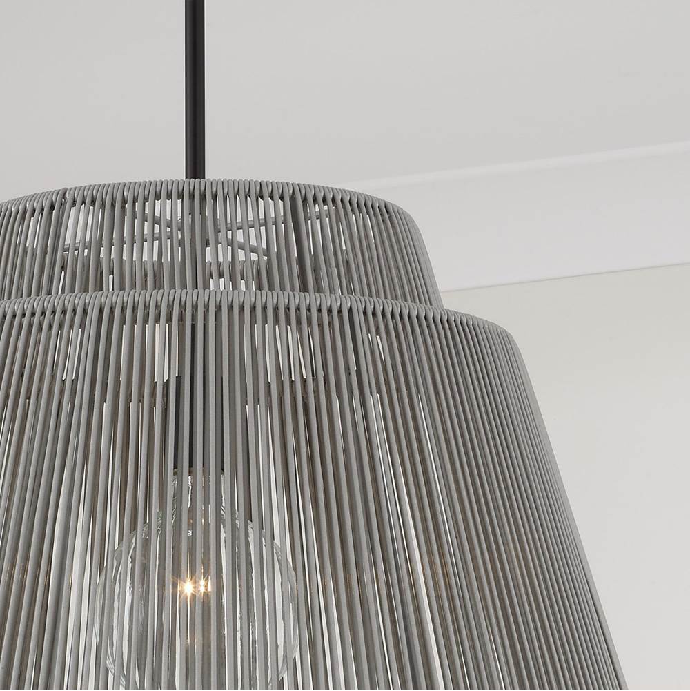 Capital Lighting 956311EK Grey,Black 23'' W X 17.25'' H 1-light Indoor Outdoor Pendant In Matte Black And Hand-wrapped Grey Resin Rope Image 3
