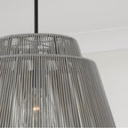 Capital Lighting 956311EK Grey,Black 23'' W X 17.25'' H 1-light Indoor Outdoor Pendant In Matte Black And Hand-wrapped Grey Resin Rope Image 3