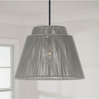 Capital Lighting Jasper 23'' W X 17.25'' H 1-light Indoor Outdoor Pendant In Matte Black And Hand-wrapped Grey Resin Rope