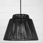Capital Lighting Jasper 23'' W X 17.25'' H 1-light Indoor Outdoor Pendant In Matte Black And Hand-wrapped Grey Resin Rope