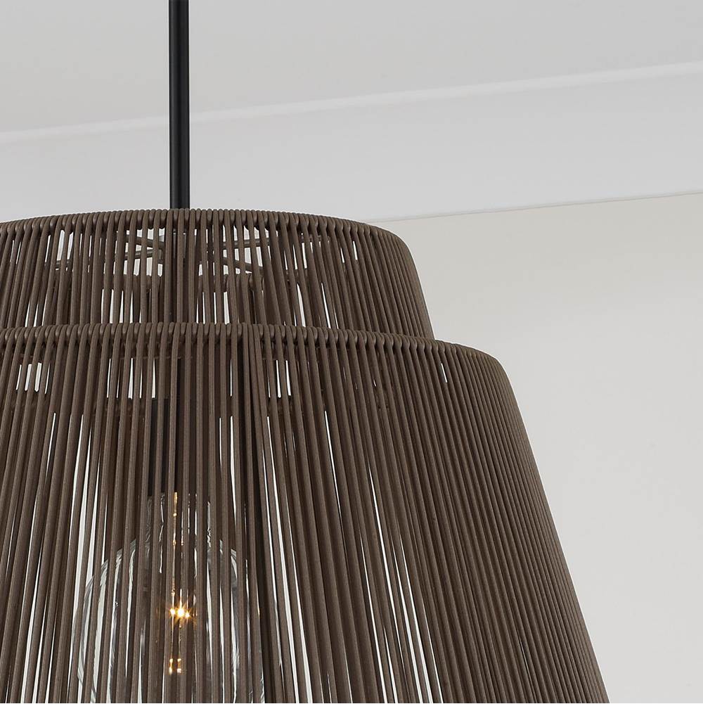 Capital Lighting 956311UK Umber,Black 25'' W X 17.25'' H 1-light Indoor Outdoor Pendant In Matte Black And Hand-wrapped Umber Resin Rope Image 3