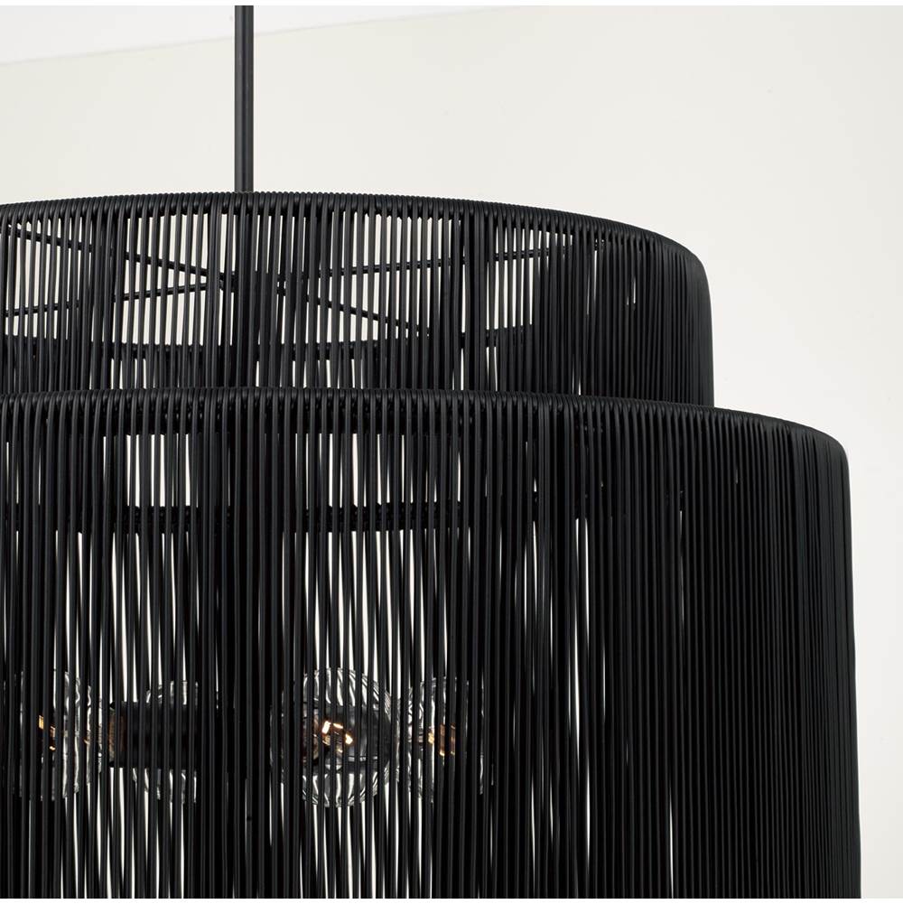 Capital Lighting 956341OK Oynx,Black 28.75'' W X 20.25'' H 3-light Indoor Outdoor Pendant In Matte Black And Hand-wrapped Onyx Black Resin Rope Image 2