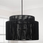Capital Lighting Jasper 28.75'' W X 20.25'' H 3-light Indoor Outdoor Pendant In Matte Black And Hand-wrapped Onyx Black Resin Rope