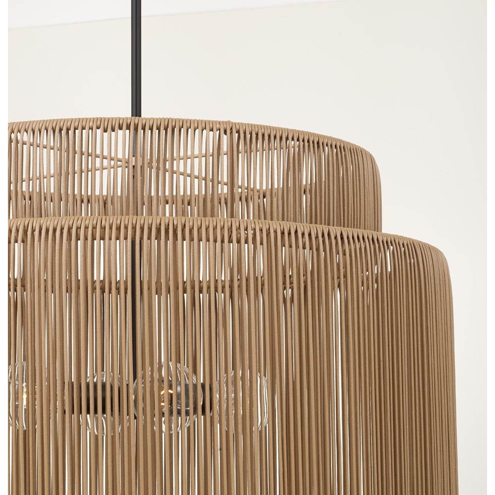 Capital Lighting 956341SK Sienna,Black 28.75'' W X 20.25'' H 3-light Indoor Outdoor Pendant In Matte Black And Hand-wrapped Sienna Tan Resin Rope Image 2