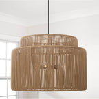 Capital Lighting Jasper 28.75'' W X 20.25'' H 3-light Indoor Outdoor Pendant In Matte Black And Hand-wrapped Onyx Black Resin Rope