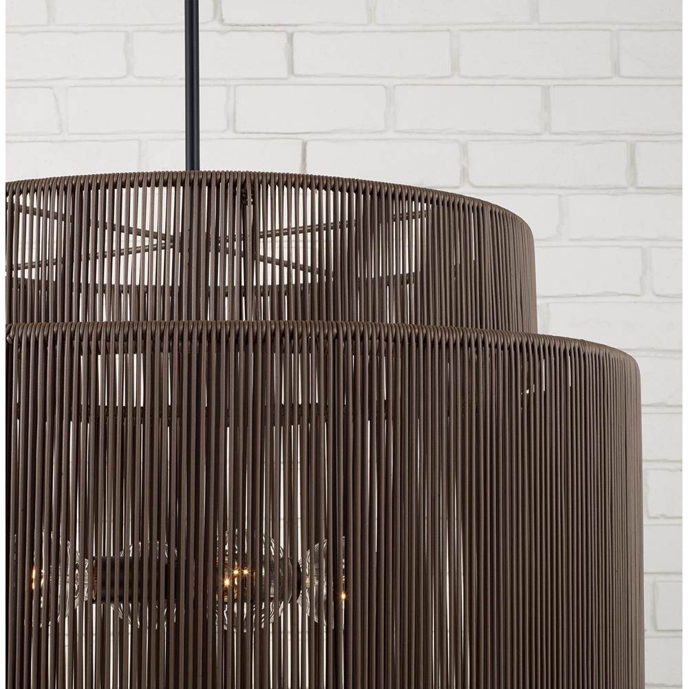 Capital Lighting 956341UK Umber,Black 28.75'' W X 20.25'' H 3-light Indoor Outdoor Pendant In Matte Black And Hand-wrapped Umber Brown Resin Rope Image 2