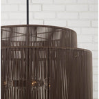 Capital Lighting 956341UK Umber,Black 28.75'' W X 20.25'' H 3-light Indoor Outdoor Pendant In Matte Black And Hand-wrapped Umber Brown Resin Rope Image 2
