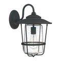 Capital Lighting Creekside 11''w X 16''h 1-light Clear Seeded Glass Outdoor Wall Lantern In Black