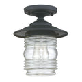 Capital Lighting Creekside 8'' W X 10'' H 1-light Clear Ringed Glass Outdoor Flush Mount In Black