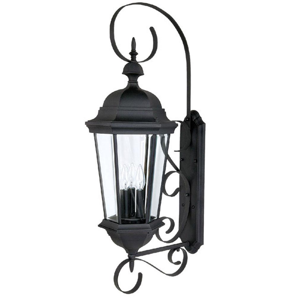 Capital Lighting Carriage House 11''w X 36''h 3-light Outdoor Wall Lantern In Black With Clear Beveled Glass