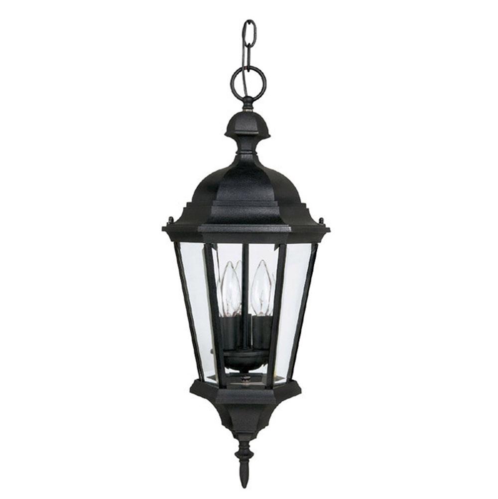 Capital Lighting Carriage House 9.5'' W X 23'' H 3-light Clear Beveled Glass Outdoor Hanging Lantern In Black