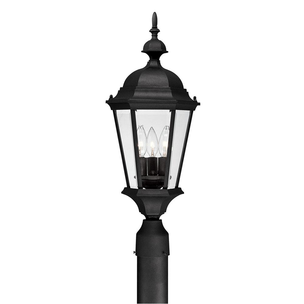 Capital Lighting Carriage House 9.5'' W X 24'' H 3-light Clear Beveled Glass Outdoor Post Lantern Fits 3'' Post (sold Separately) In Black