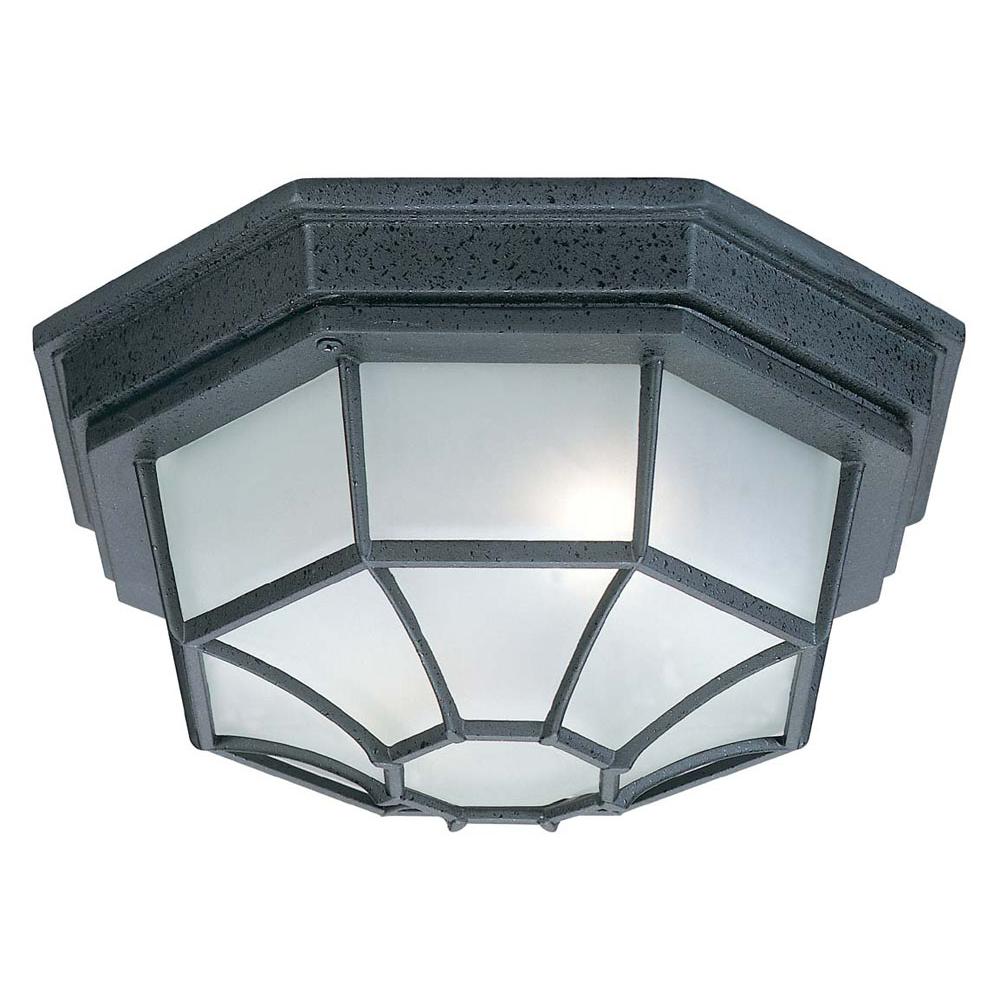 Capital Lighting Outdoor 11'' W X 5'' H Outdoor 2-light Frosted Glass Outdoor Flush Mount In Black