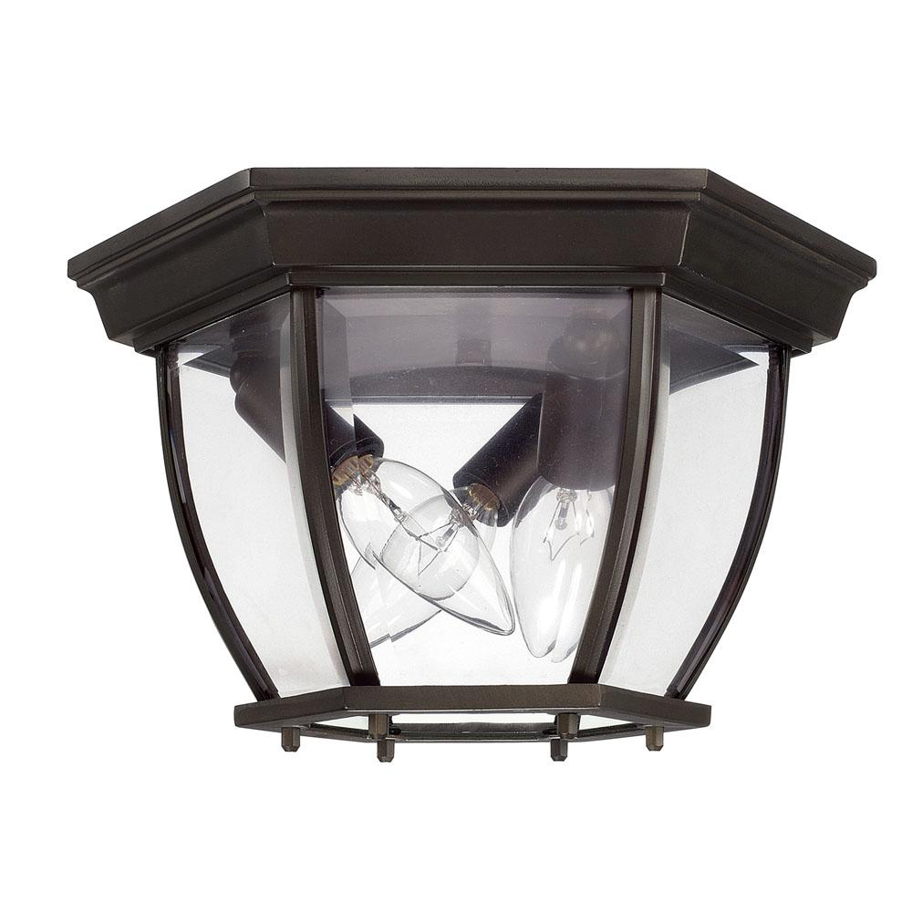 Capital Lighting Outdoor 11'' W X 7'' H Outdoor 3-light Clear Beveled Glass Outdoor Flush Mount In Black