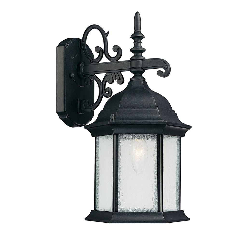Capital Lighting Main Street 9''w X 16''h 1-light Antiqued Glass Outdoor Wall Lantern In Black