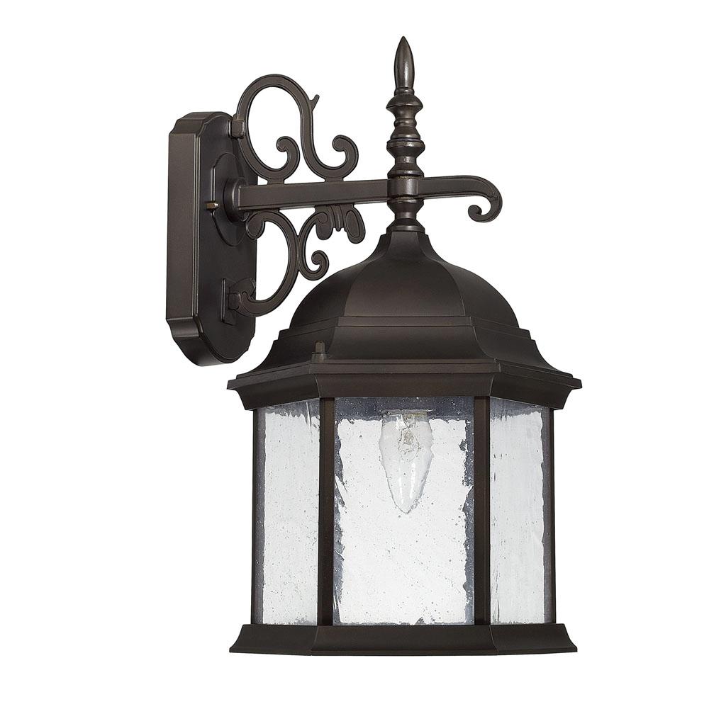 Capital Lighting Main Street 9''w X 16''h 1-light Antiqued Glass Outdoor Wall Lantern In Black