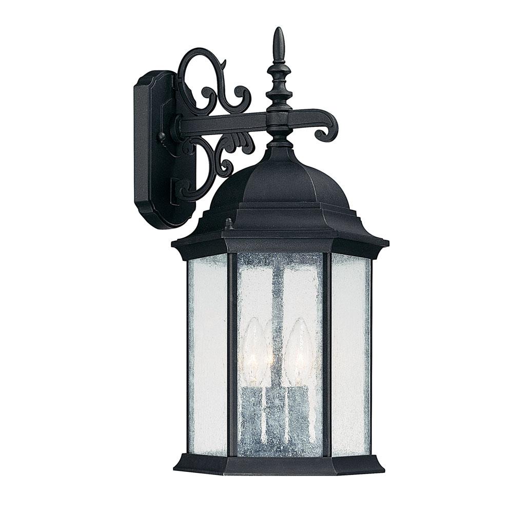 Capital Lighting Main Street 9''w X 19''h 3-light Antiqued Glass Outdoor Wall Lantern In Black