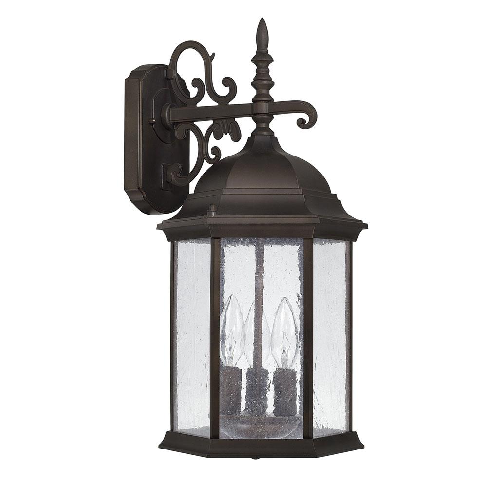 Capital Lighting Main Street 9''w X 19''h 3-light Antiqued Glass Outdoor Wall Lantern In Black