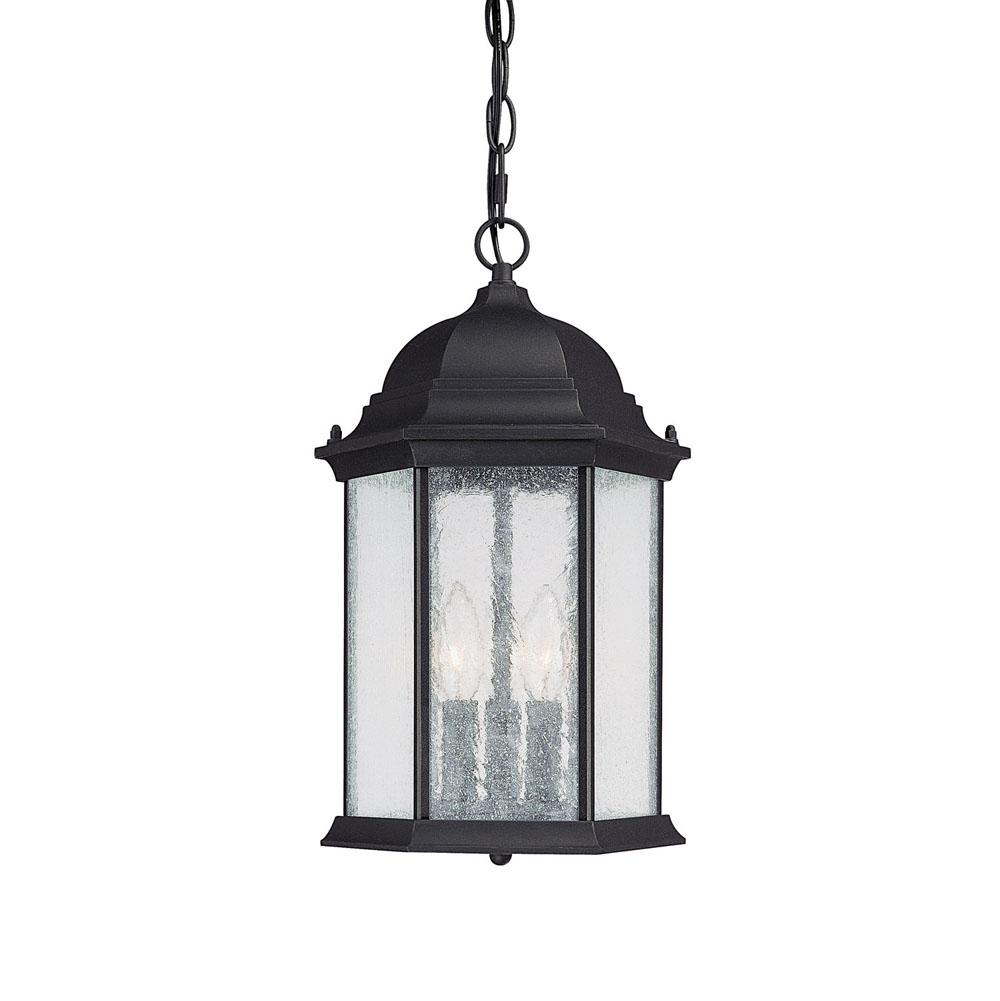 Capital Lighting Main Street 9.5'' W X 15.5'' H 3-light Antiqued Glass Outdoor Hanging Lantern In Black