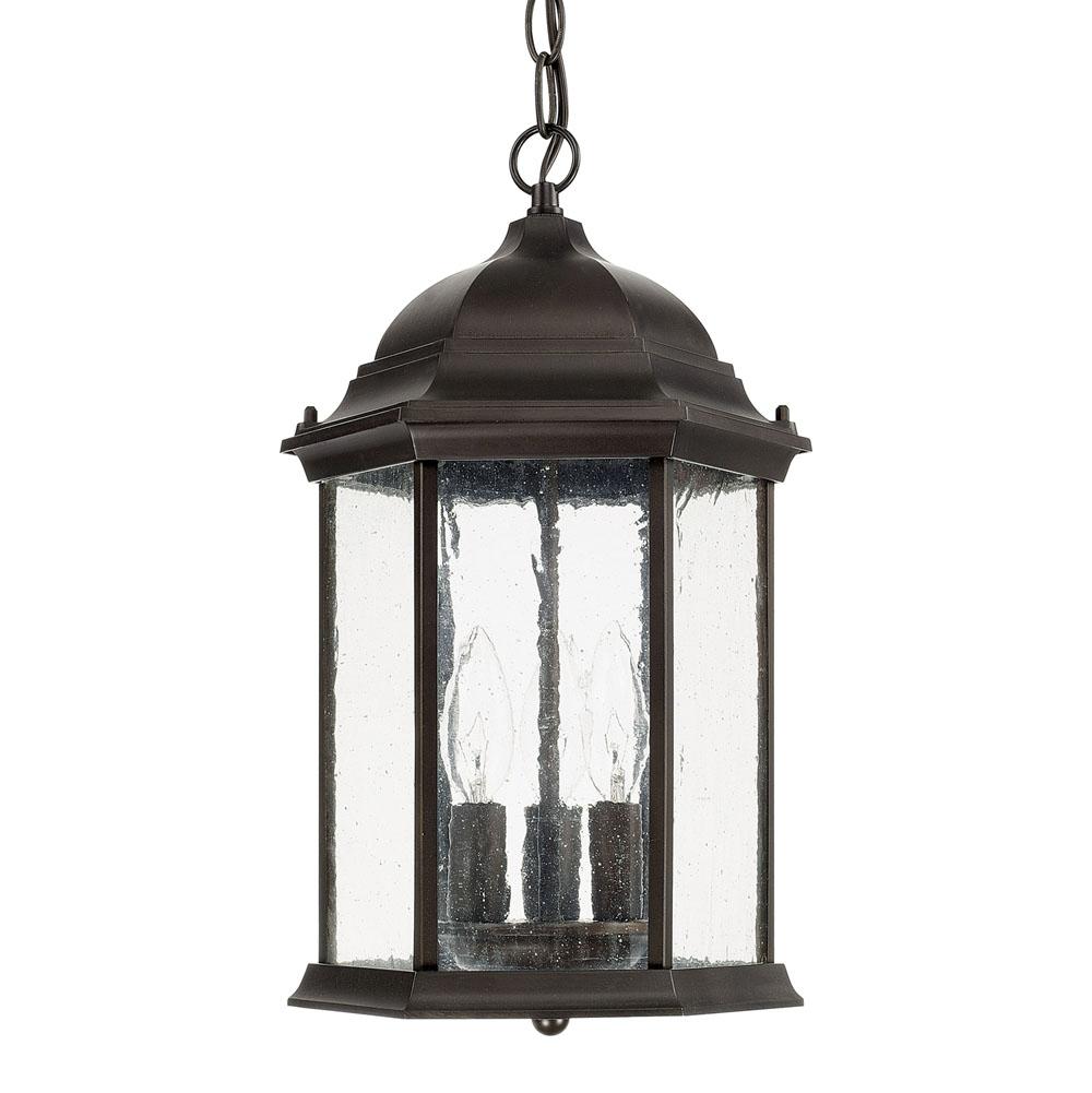 Capital Lighting Main Street 9.5'' W X 15.5'' H 3-light Antiqued Glass Outdoor Hanging Lantern In Black