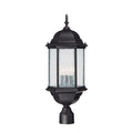 Capital Lighting Main Street 9.5'' W X 24'' H 3-light Antiqued Glass Outdoor Post Lantern Fits 3'' Post (sold Separately) In Black