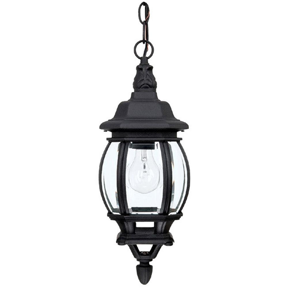 Capital Lighting French Country 6.5'' W X 16.5'' H 1-light Clear Beveled Glass Outdoor Hanging Lantern In Black