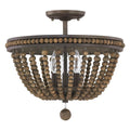 Capital Lighting Handley 16'' W X 14.5'' H 3-light Semi-flush Mount With Wood Beads And Finial