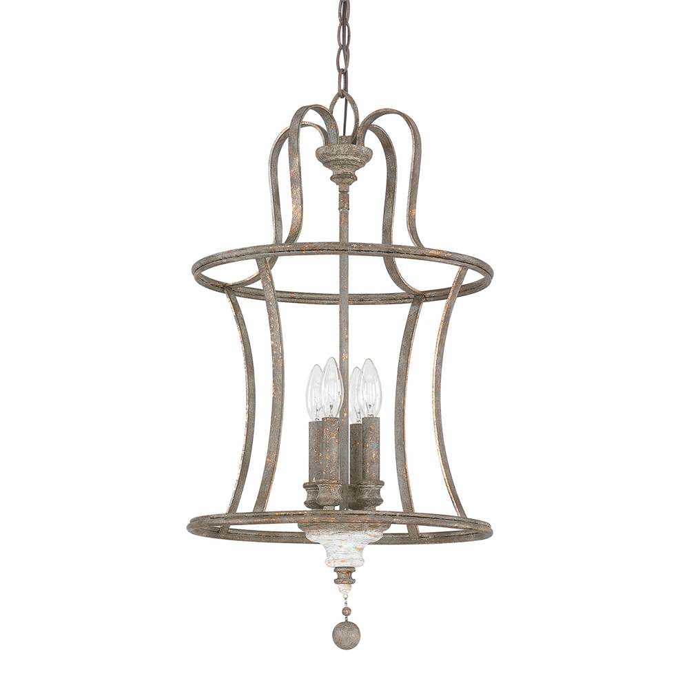 Capital Lighting Zoe 15'' W X 28'' H 4-light Pendant In Distressed Grey And White French Antique