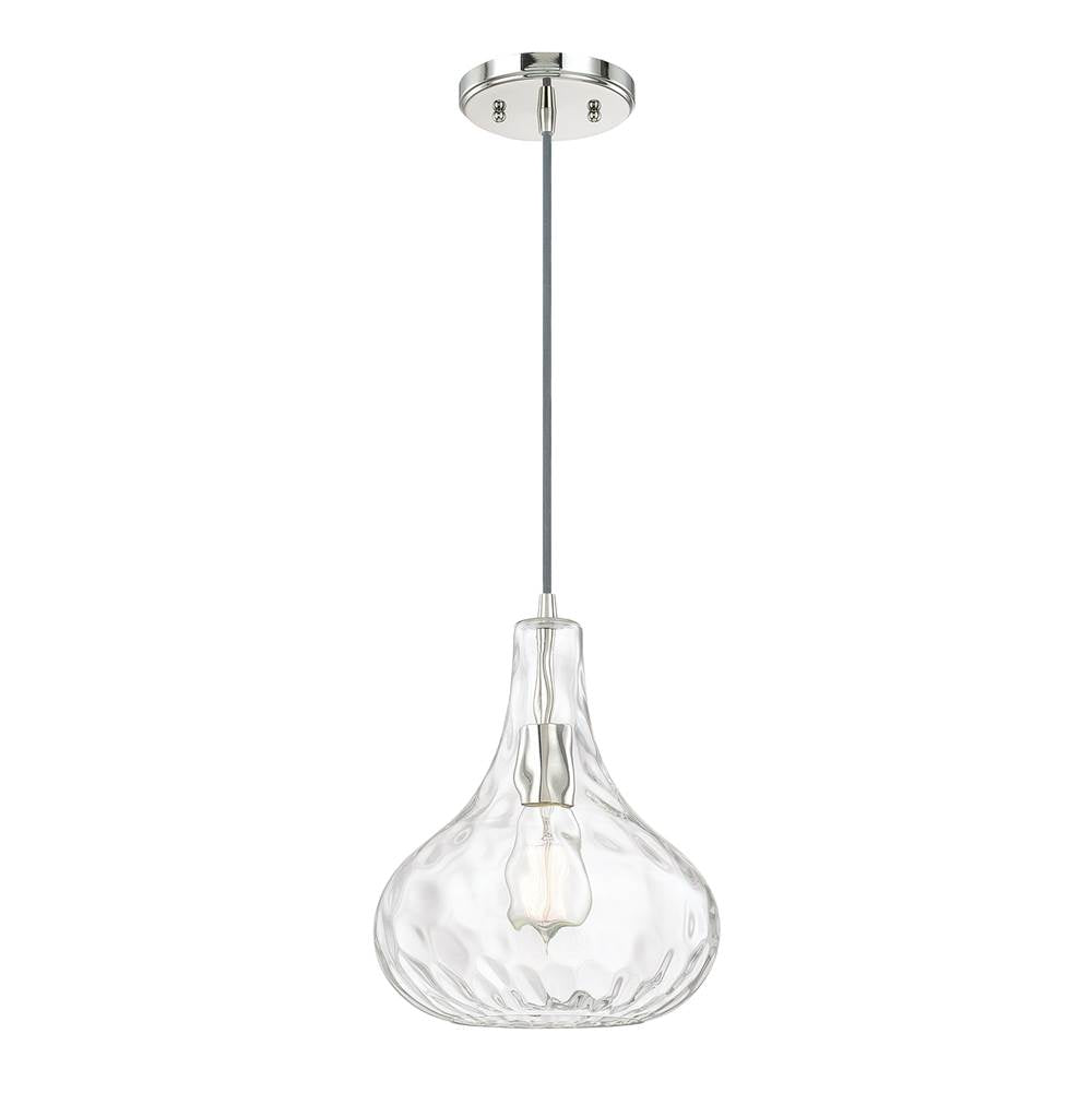 Capital Lighting River 9'' W X 11.5'' H 1-light Clear Water Glass Pendant In Polished Nickel