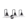 Capital Lighting 9D318A Matte Black 30'' W X 11'' H X 11'' E 3-light Vanity With Clear Glass Wide Cone Shades Image 1