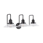 Capital Lighting 9D318A Matte Black 30'' W X 11'' H X 11'' E 3-light Vanity With Clear Glass Wide Cone Shades Image 1