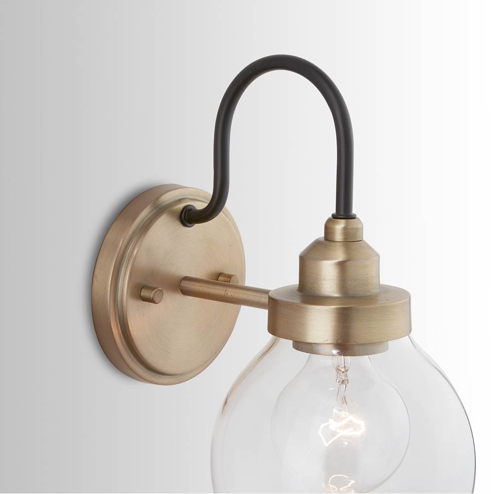 Capital Lighting 9D320A Aged Brass,Black 6'' W X 11'' H X 8.5'' E 1-light Clear Glass Sconce In Aged Brass Image 4