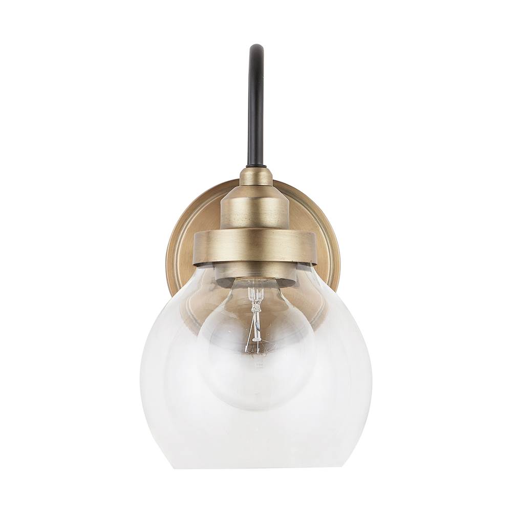 Capital Lighting 9D320A Aged Brass,Black 6'' W X 11'' H X 8.5'' E 1-light Clear Glass Sconce In Aged Brass Image 5