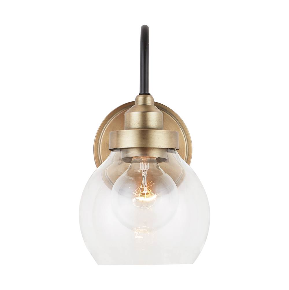 Capital Lighting Daphne 6'' W X 11'' H X 8.5'' E 1-light Clear Glass Sconce In Aged Brass