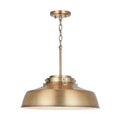 Capital Lighting 9D328A Aged Brass 18'' W X 7'' H 1-light Industrial Metal Shade Pendant - Aged Brass With White Interior Image 1