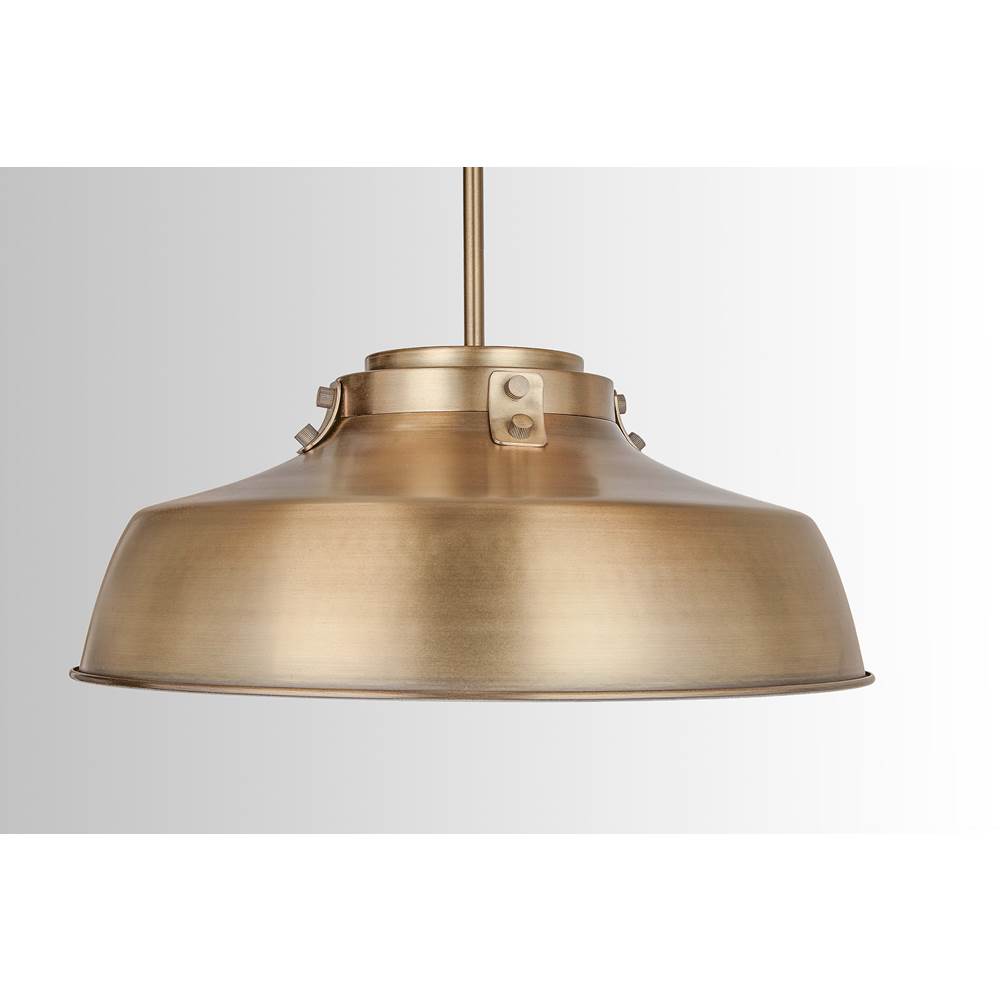 Capital Lighting 9D328A Aged Brass 18'' W X 7'' H 1-light Industrial Metal Shade Pendant - Aged Brass With White Interior Image 4