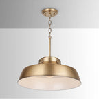 Capital Lighting 9D328A Aged Brass 18'' W X 7'' H 1-light Industrial Metal Shade Pendant - Aged Brass With White Interior Image 2